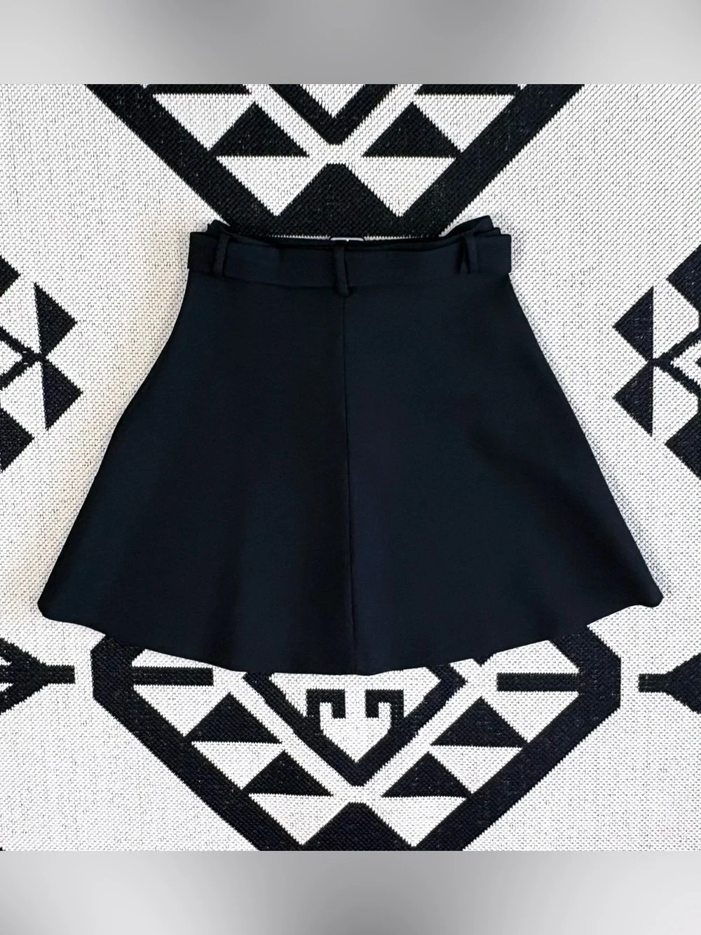 Zara Belted A-line Mini Skirt in Black Small